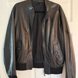 Tagliatore Black Leather Bomber Jacket
